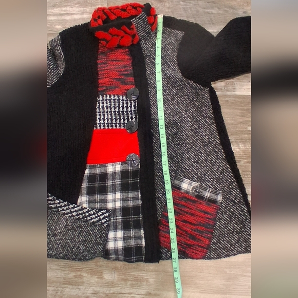 Ali Miles Wearable Art Black and Red Textured Jacket - Picture 9 of 10